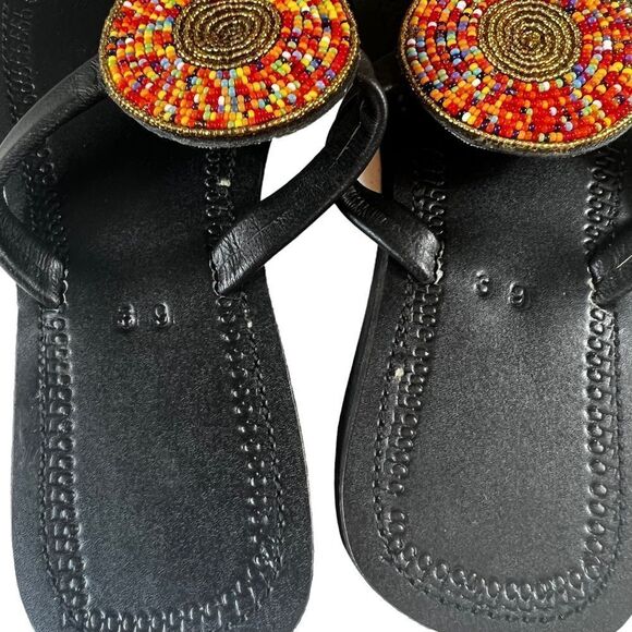 African Maasai Beaded Leather Sandals - Picture 5 of 9